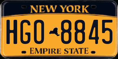 NY license plate HGO8845