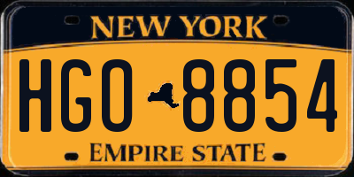 NY license plate HGO8854