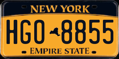 NY license plate HGO8855