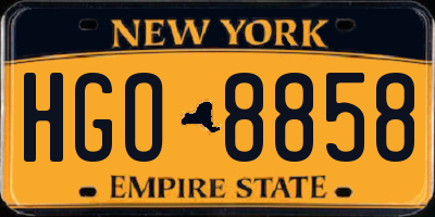 NY license plate HGO8858