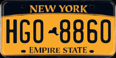 NY license plate HGO8860