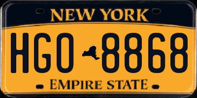 NY license plate HGO8868