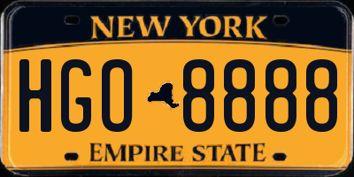 NY license plate HGO8888