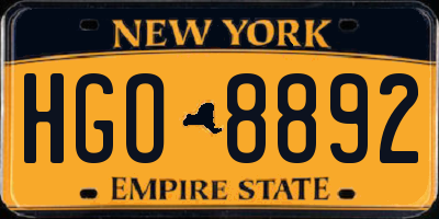 NY license plate HGO8892