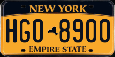 NY license plate HGO8900