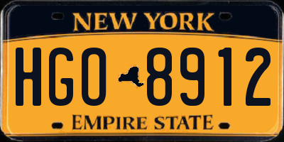 NY license plate HGO8912