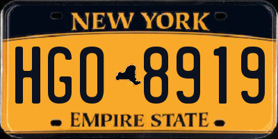 NY license plate HGO8919