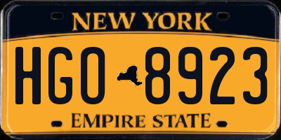 NY license plate HGO8923