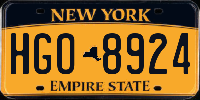 NY license plate HGO8924