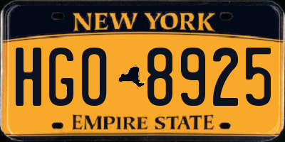 NY license plate HGO8925