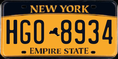 NY license plate HGO8934