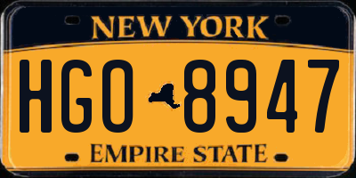 NY license plate HGO8947