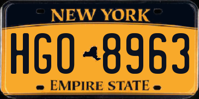 NY license plate HGO8963