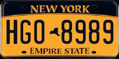 NY license plate HGO8989