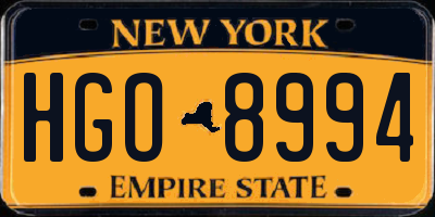 NY license plate HGO8994