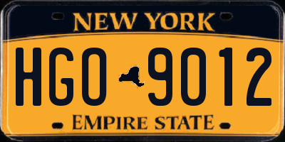 NY license plate HGO9012