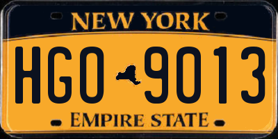 NY license plate HGO9013