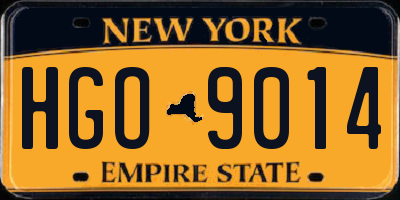 NY license plate HGO9014