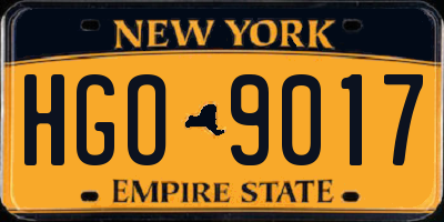 NY license plate HGO9017