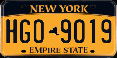 NY license plate HGO9019