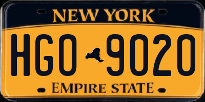 NY license plate HGO9020