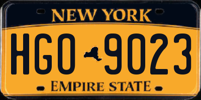 NY license plate HGO9023