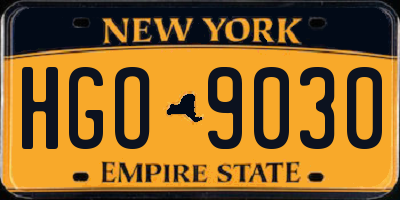 NY license plate HGO9030