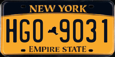 NY license plate HGO9031