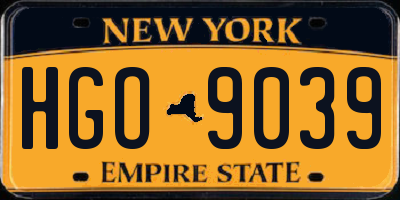 NY license plate HGO9039