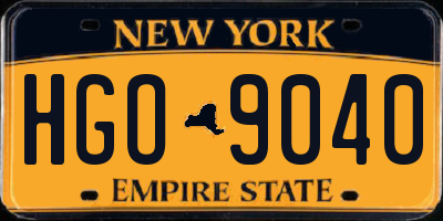 NY license plate HGO9040