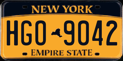 NY license plate HGO9042