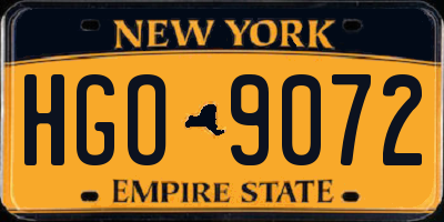 NY license plate HGO9072