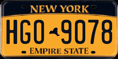 NY license plate HGO9078