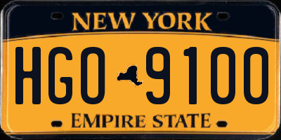 NY license plate HGO9100