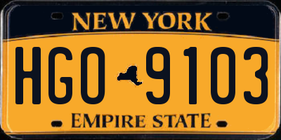 NY license plate HGO9103