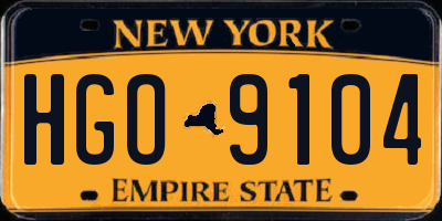 NY license plate HGO9104