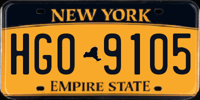 NY license plate HGO9105