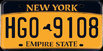 NY license plate HGO9108