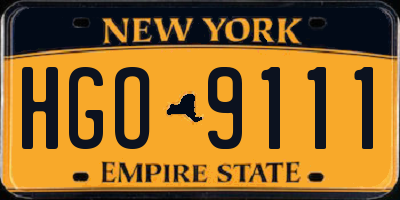 NY license plate HGO9111