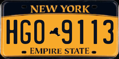 NY license plate HGO9113