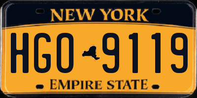 NY license plate HGO9119