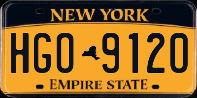 NY license plate HGO9120