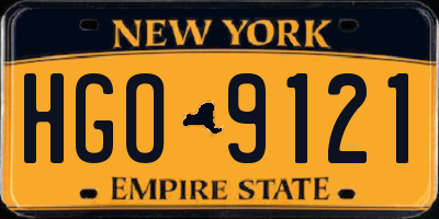 NY license plate HGO9121