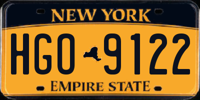 NY license plate HGO9122