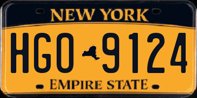 NY license plate HGO9124