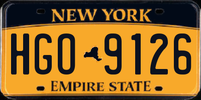 NY license plate HGO9126