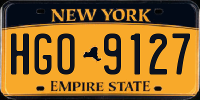 NY license plate HGO9127