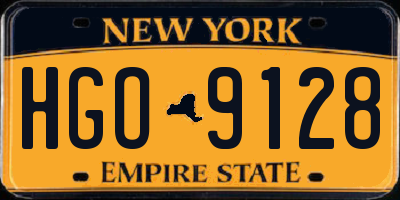 NY license plate HGO9128