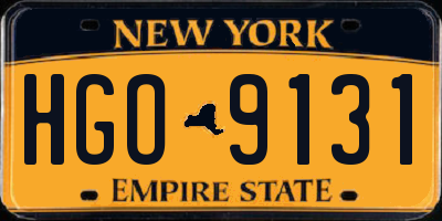 NY license plate HGO9131