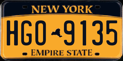 NY license plate HGO9135